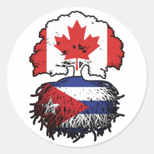 Cuba Canadian Canada Tree Roots Flag Ronde Sticker