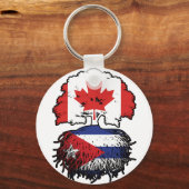 Cuba Canadian Canada Tree Roots Flag Sleutelhanger (Voorkant)