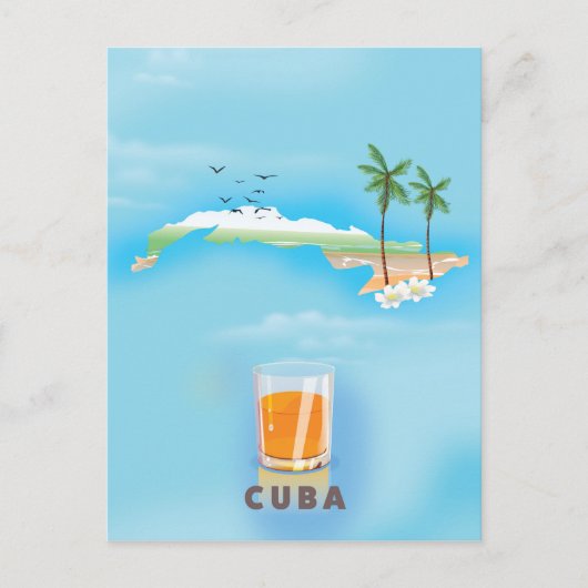 Cuba Carte illustrée affiche de voyage (Devant)