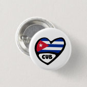 Cuba Country Code Flag Heart Pin Badge Ronde Button 3,2 Cm (Voorkant /achterkant)