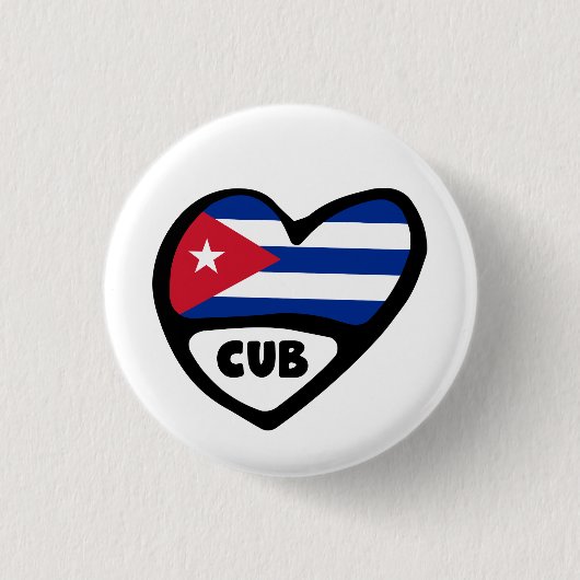 Cuba Country Code Flag Heart Pin Badge Ronde Button 3,2 Cm (Voorkant)