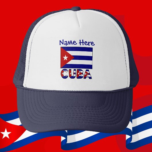 Cuba Dark Blue Cuban Flag Navy Blue Personalized Trucker Pet