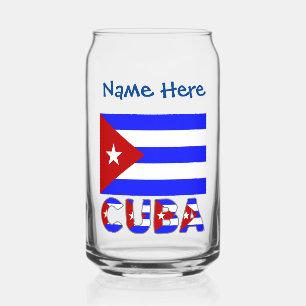 Cuba en Cubaanse vlag Lichtblauw Persoonlijk Blikvorm Glas