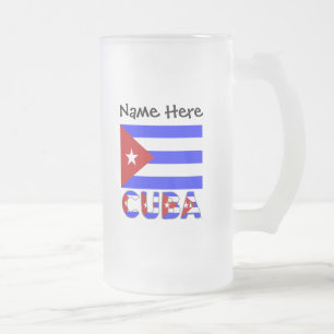 Cuba en Cubaanse vlag Lichtblauw Persoonlijk Matglas Bierpul