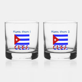 Cuba en Cuban Flag Light Blue op maat Whisky Glas