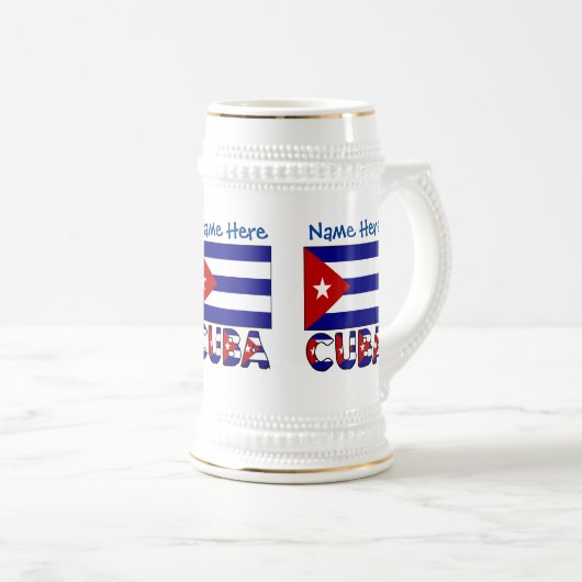 Cuba en Dark Blue Cuban Flag gepersonaliseerd Bierpul (Voorkant rechts)
