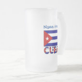Cuba en Dark Blue Cuban Flag gepersonaliseerd Matglas Bierpul (Voorkant rechts)