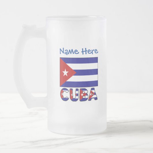 Cuba en Dark Blue Cuban Flag gepersonaliseerd Matglas Bierpul (Links)