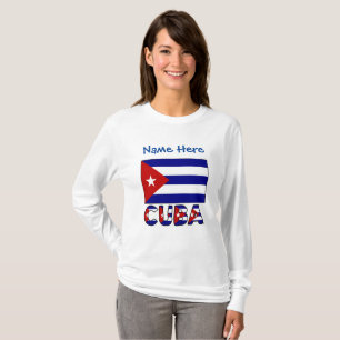 Cuba en donkerblauwe Cubaanse vlag Blauw personali T-shirt