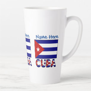 Cuba en donkerblauwe Cubaanse vlag gepersonaliseer Latte Mok