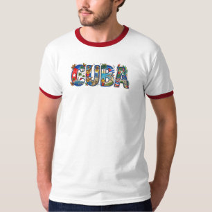 Cuba Erfgoed Vintage Kunst Tropisch Eiland Cultuur T-shirt
