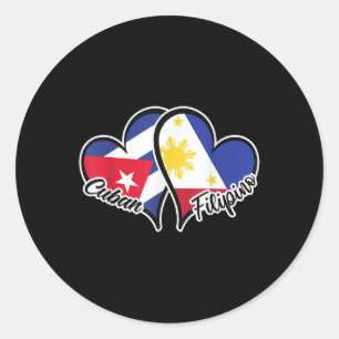 Cuba Filipijnen Vlag Hart Half Cubaans Half Filipi Ronde Sticker