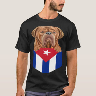Cuba Flag Dogues de Bordeaux Dog In Pocket T-shirt