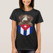 Cuba Flag German Wirehaired Pointer Dog In Pocket T-shirt (Voorkant)