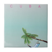 Cuba Hammock  vakantie print. Tegeltje (Voorkant)