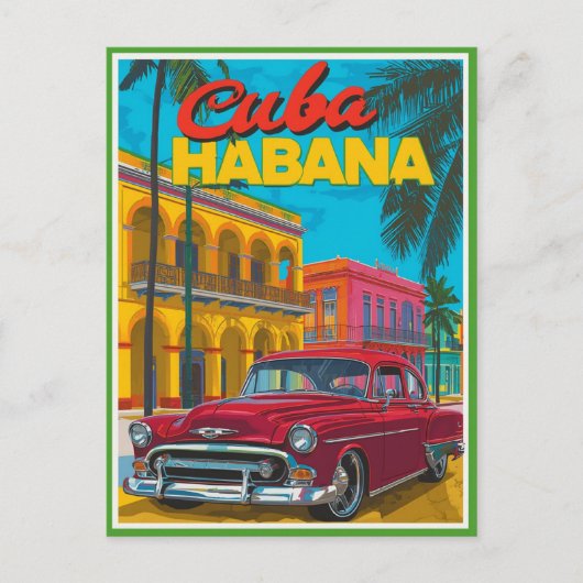Cuba Havana Classic Car Briefkaart (Voorkant)