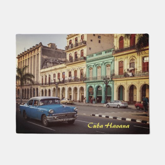 Cuba Havana  Classic Car Cityscape Deurmat (Voorkant)