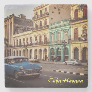 Cuba Havana Classic Car Cityscape Stenen Onderzetter