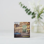 Cuba Havana Classic Car Cityscape Vierkante Visitekaartje (Staand voorkant)