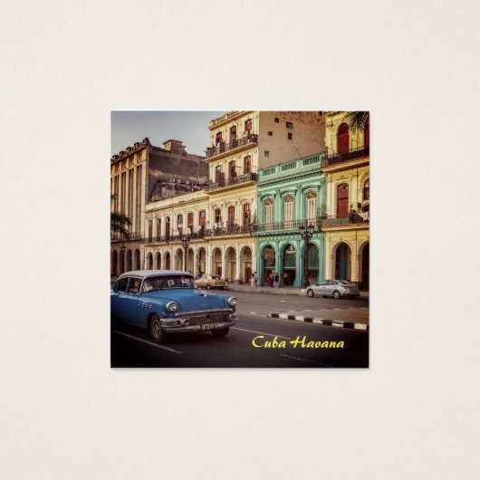 Cuba Havana  Classic Car Cityscape Vierkante Visitekaartjes (Voorkant)