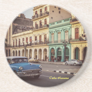Cuba Havana  Classic Car Cityscape Zandsteen Onderzetter