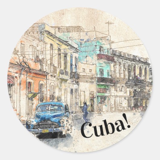 Cuba! Havana Cuba Ronde Sticker (Voorkant)