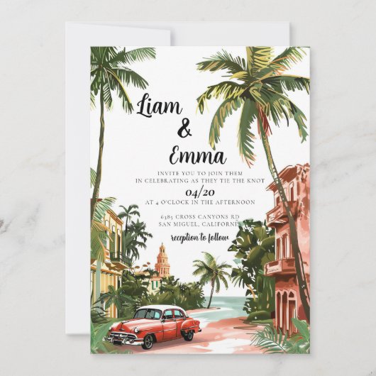Cuba Havana Faire-part de mariage destination mari (Devant)