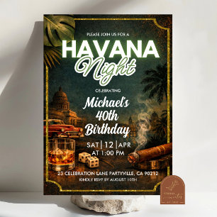 Cuba Havana Nacht Volwassene Man Verjaardagsuitnod Kaart
