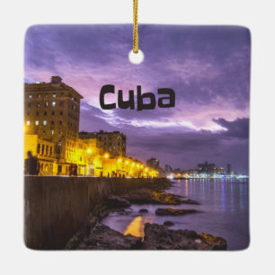 Cuba Havana Shoreline Citylights bij nacht Keramisch Ornament