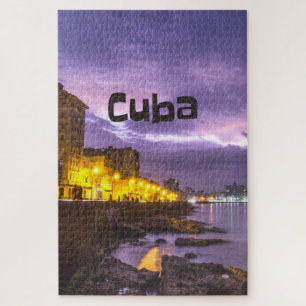 Cuba Havana Shoreline Citylights bij nacht Legpuzzel
