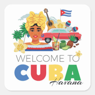 Cuba Havana Vierkante Sticker