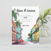 Cuba Havana Weddenschap Uitnodigingsbruiloft Kaart (Staand voorkant)