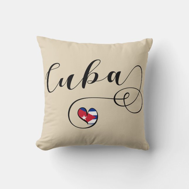 Cuba Heart Flag, Cuban Heart Design Kussen (Voorkant)