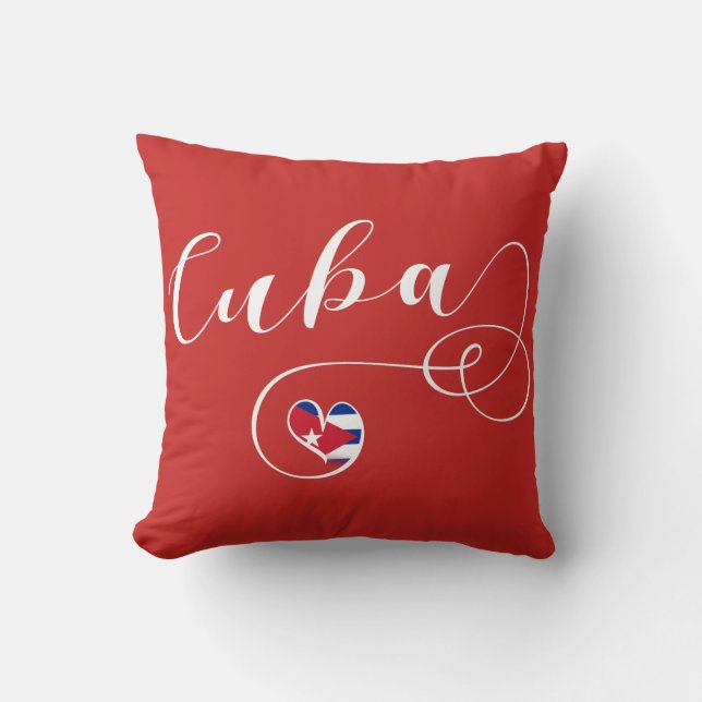 Cuba Heart Flag, Cuban Heart Design Kussen (Voorkant)