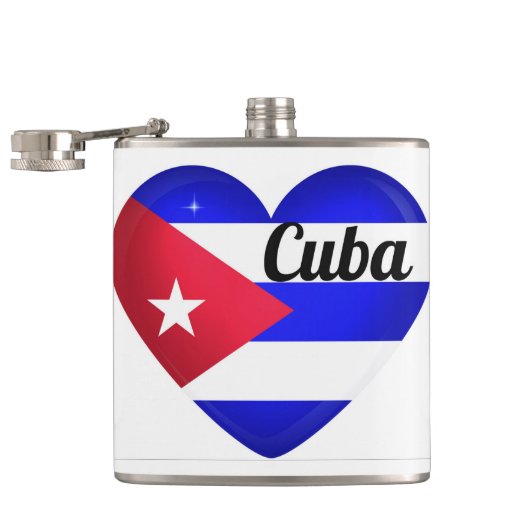 Cuba Heart Flag Heupfles (Geopend)