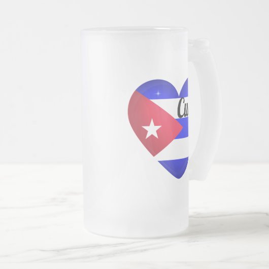 Cuba Heart Flag Matglas Bierpul (Voorkant rechts)