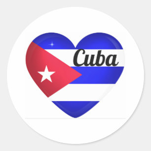 Cuba Heart Flag Ronde Sticker