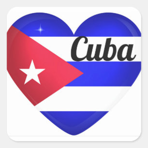 Cuba Heart Flag Vierkante Sticker