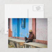 Cuba - Homme sur carte postale Porch (Devant / Derrière)