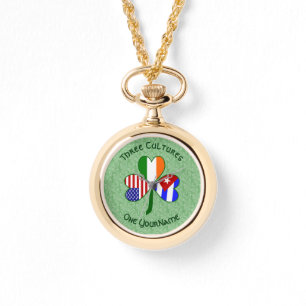 Cuba Ierland VS Shamrock Vlag gepersonaliseerd Horloge