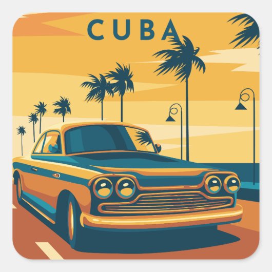 Cuba-illustratie Vierkante Sticker (Voorkant)