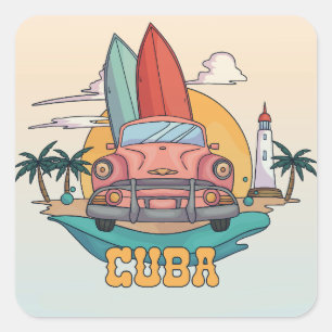 Cuba-illustratie Vierkante Sticker