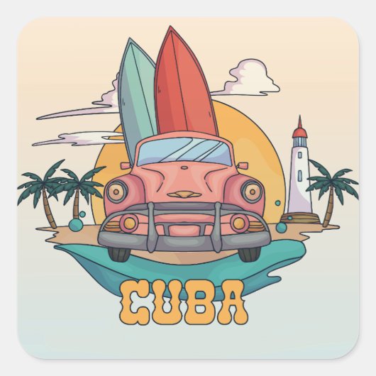 Cuba-illustratie Vierkante Sticker (Voorkant)