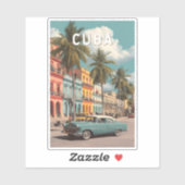 Cuba Illustration Travel Art Vintage Sticker (Vel)