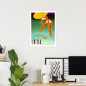 Cuba, Isle, bikini-meisje in groot geel pet,  Poster (Thuiskantoor)