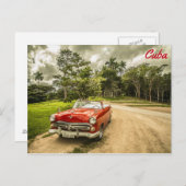 Cuba, Klassieke Rode auto Briefkaart (Voorkant / Achterkant)