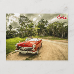 Cuba, Klassieke Rode auto Briefkaart