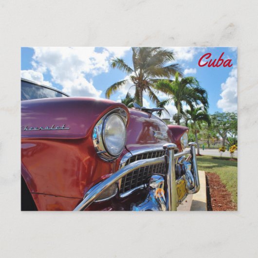 Cuba, Klassieke Rode auto Briefkaart (Voorkant)
