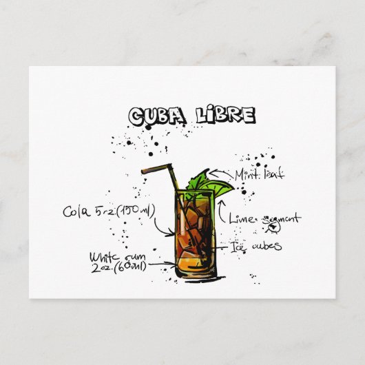 Cuba Libre Cocktail Briefkaart (Voorkant)