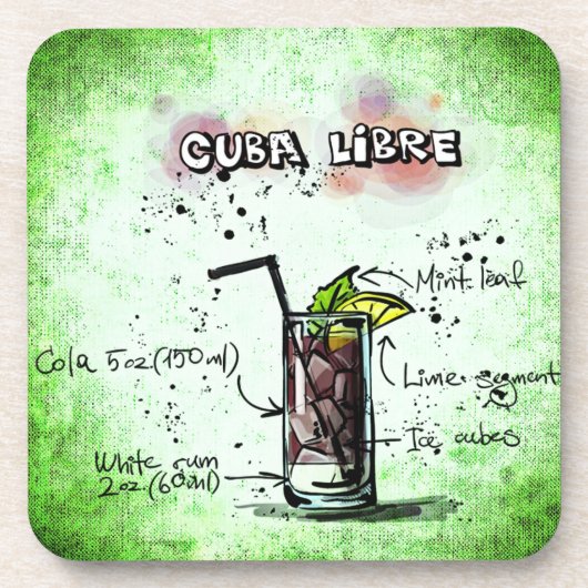 Cuba Libre Drink Recipe Bier Onderzetter (Voorkant)